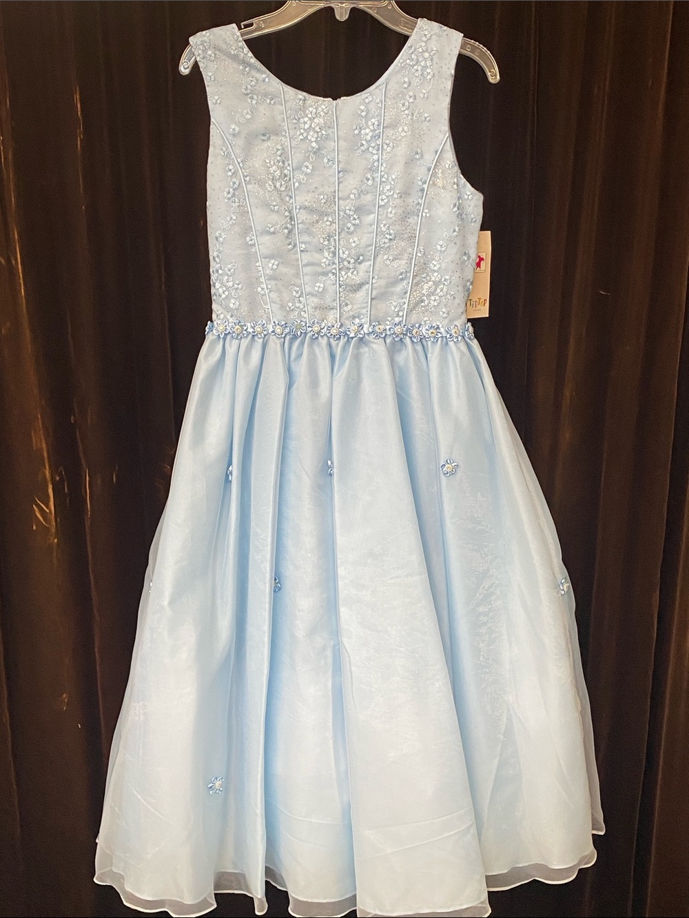 Classic Light Blue Beaded Girls' Formal Dress